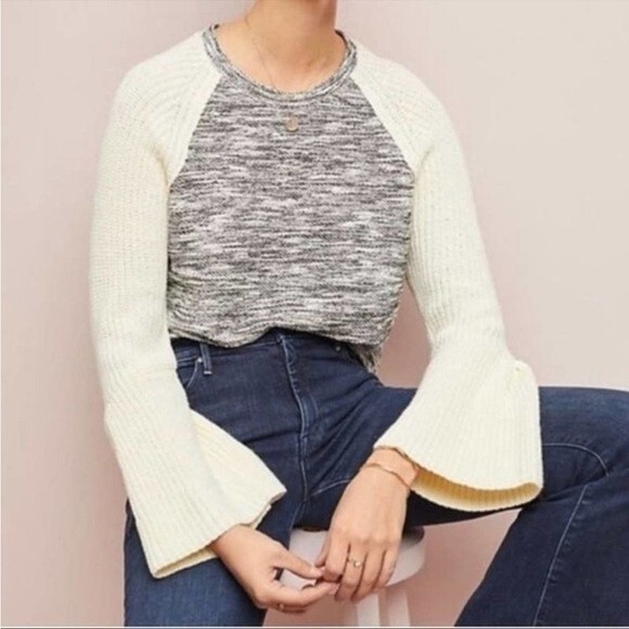 Anthropologie Dolan Knit Bell Sleeve Marled Sweater XS - Picture 9 of 9